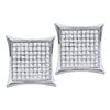 Image 1 : 10kt White Gold Round Diamond Square Cluster Earrings 1/2 Cttw