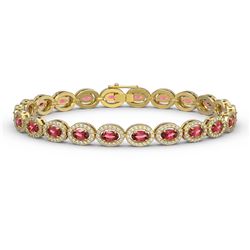 10.54 ctw Tourmaline & Diamond Micro Pave Halo Bracelet 10k Yellow Gold