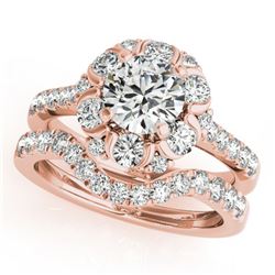 1.97 ctw Certified VS/SI Diamond 2pc Wedding Set Halo 14k Rose Gold