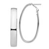 Image 1 : 14k White Gold Oval Omega Back Hoop Earrings - 7x22 mm
