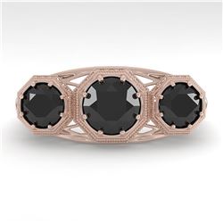 2 ctw Past Present Future Black Diamond Ring Art Deco 18k Rose Gold