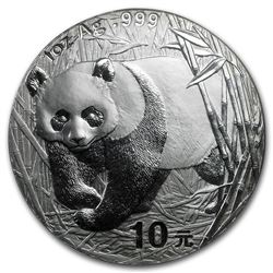 2001 China 1 oz Silver Panda BU (Sealed)
