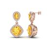 Image 2 : 5 ctw Citrine & Micro Pave VS/SI Diamond Earrings Designer 10k Rose Gold