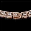 Image 3 : 24.4 ctw Princess Cut Diamond Micro Pave Necklace 18K Rose Gold