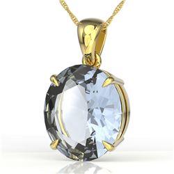 9 ctw Aquamarine Designer Solitaire Necklace 18k Yellow Gold