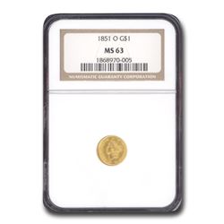 1851-O $1 Liberty Head Gold MS-63 NGC