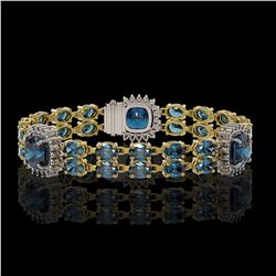 19.57 ctw London Topaz & Diamond Bracelet 14K Yellow Gold