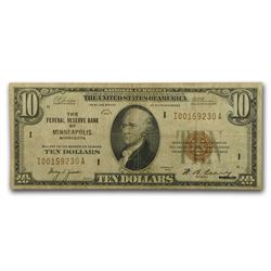 1929 (I-Minneapolis) $10 Brown Seal FRBN Fine
