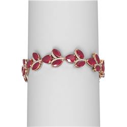 40.92 ctw Ruby & Diamond Bracelet 18K Rose Gold