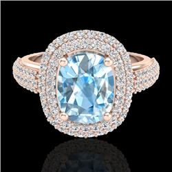 3.50 ctw TOPAZ & Micro Pave VS/SI Diamond Certified Ring 10k Rose Gold