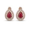 Image 1 : 9.74 ctw Certified Ruby & Diamond Victorian Earrings 14K Rose Gold
