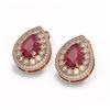 Image 2 : 9.74 ctw Certified Ruby & Diamond Victorian Earrings 14K Rose Gold