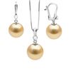 Image 1 : Golden South Sea Pearl and Diamond Bezel Pendant and Dangle Earring Set