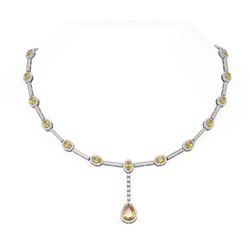 14.13 ctw Canary Citrine & Diamond Necklace 18K White Gold