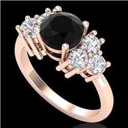 1.51 ctw Fancy Black Diamond Engagment Art Deco Ring 18k Rose Gold