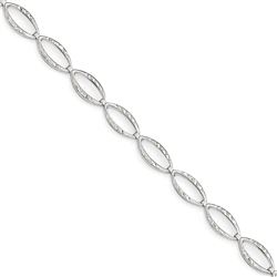 14k White Gold Polished & Diamond Cut Bracelet