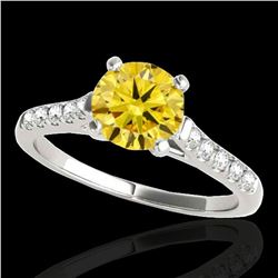1.2 ctw Certified SI/I Fancy Intense Yellow Diamond Ring 10k White Gold