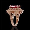 Image 3 : 7.11 ctw Certified Ruby & Diamond Victorian Ring 14K Rose Gold