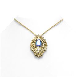 6.16 ctw Tanzanite & Diamond Necklace 18K Yellow Gold