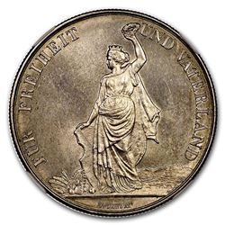1872 Switzerland Zurich Shooting Thaler 5 Francs MS-64 NGC