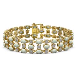 12.7 ctw Opal & Diamond Row Bracelet 10K Yellow Gold