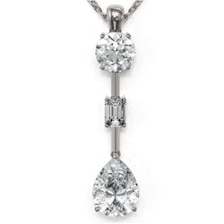 2.5 ctw Pear Cut Diamond Designer Necklace 18K White Gold