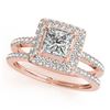 Image 1 : 1.01 ctw Certified VS/SI Princess Diamond 2pc Set Halo 14k Rose Gold