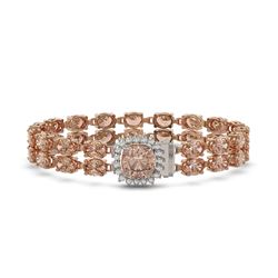 16.93 ctw Morganite & Diamond Bracelet 14K Rose Gold