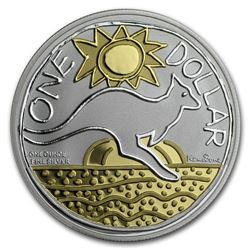 2009 Australia 1 oz Silver Kangaroo Artist Series (Gilded)