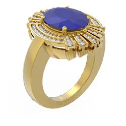 7.72 ctw Sapphire & Diamond Ring 18K Yellow Gold