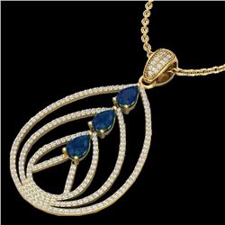2 ctw Sapphire & Micro Pave VS/SI Diamond Necklace 18k Yellow Gold