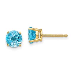 14k 6 mm Blue Topaz Earrings