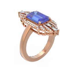 5.27 ctw Tanzanite & Diamond Ring 18K Rose Gold