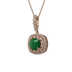 6.58 ctw Certified Emerald & Diamond Victorian Necklace 14K Rose Gold