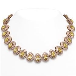 103.62 ctw Canary Citrine & Diamond Victorian Necklace 14K Rose Gold