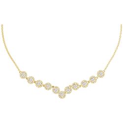 14kt Yellow Gold Princess Diamond Cluster Luxury Necklace 1-7/8 Cttw