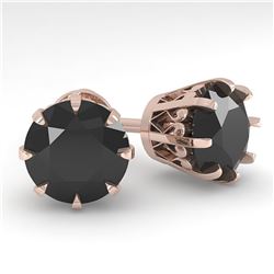 4.0 ctw Black Diamond Stud Solitaire Earrings Vintage 18k Rose Gold