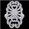 Image 2 : 2.25 ctw Micro Pave VS/SI Diamond Designer Ring 18k White Gold