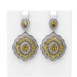15.37 ctw Canary Citrine & Diamond Earrings 18K White Gold
