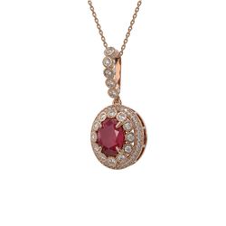 4.67 ctw Certified Ruby & Diamond Victorian Necklace 14K Rose Gold