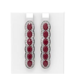 9.85 ctw Ruby & Diamond Earrings 18K White Gold