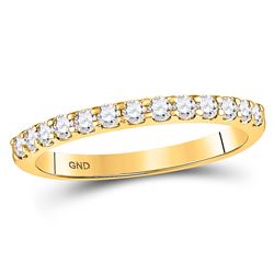 14kt White Gold Round Diamond Single Row Machine-set Wedding Band 1/3 Cttw