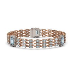 23.88 ctw Aquamarine & Diamond Bracelet 14K Rose Gold