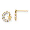 Image 1 : 14k Yellow Gold CZ Moon w/ Star Dangle Post Earrings - 63 mm