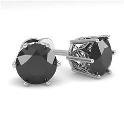3.0 ctw Black Certified Diamond Stud Earrings 18k White Gold