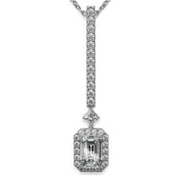 1.3 ctw Emerald Cut Diamond Designer Necklace 18K White Gold