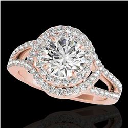 2.15 ctw Certified Diamond Solitaire Halo Ring 10k Rose Gold