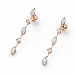 2.1 ctw Marquise Cut Diamond Designer Earrings 18K Rose Gold