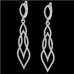 1.90 ctw Micro Pave VS/SI Diamond Certified Earrings 14k White Gold
