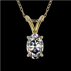 0.50 ctw Certified VS/SI Quality Oval Diamond Necklace 10k Yellow Gold